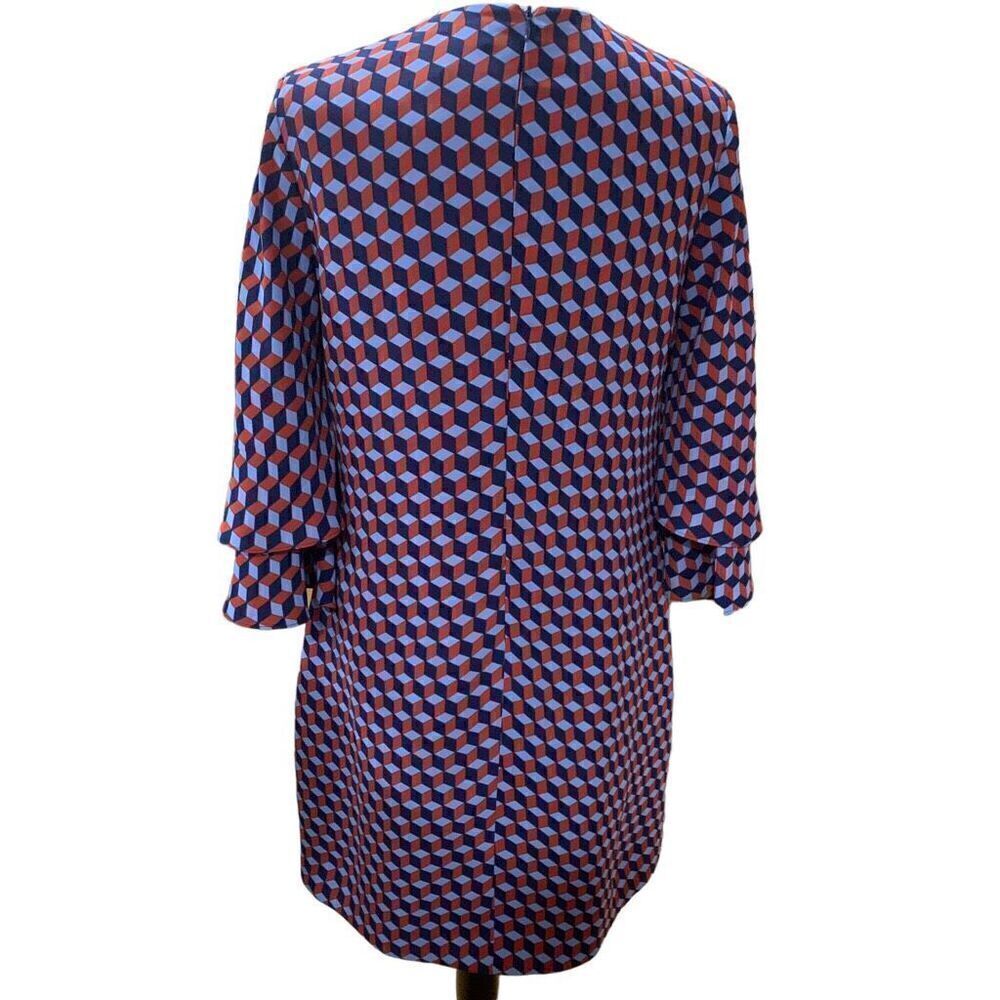 El Ganso Vintage Sheath Dress Geometric Optical Illusion Pattern Bell Sleeve Med - Picture 6 of 11
